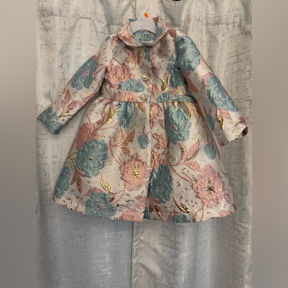 Blueberi Boulevard Floral Kids Formal Dress & matching coat - Picture 2 of 6